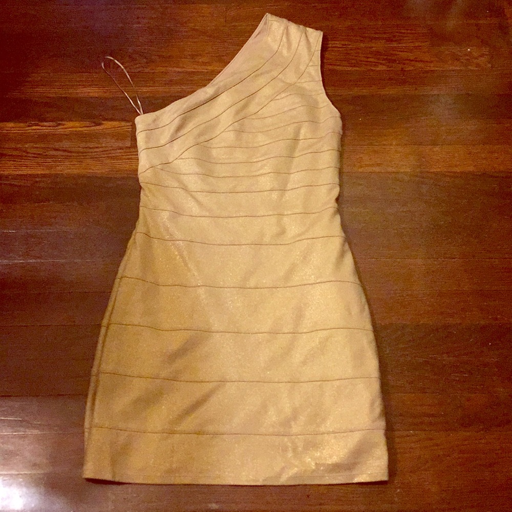 Gold One Shoulder Dress